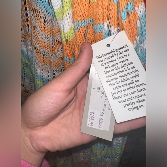 A La Carte Multicolored Crochet Sleeveless Cardigan NWT - Picture 6 of 6